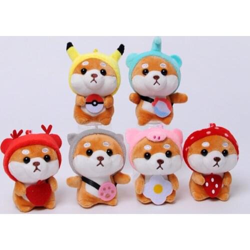 Wholesale 100Pc/Lot 10cm Mixed Shiba inu dog plush toy keychain small pendant kid toys Christmas Grabbing Claw Machine