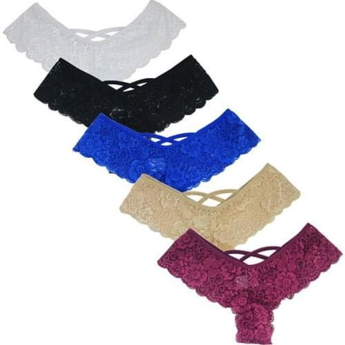 Wholesale Womens Underwear Sexy Lace Slip G String Mirco Thong Panties Female Lingerie T-back C String G-string Tanga 5pcs/lot