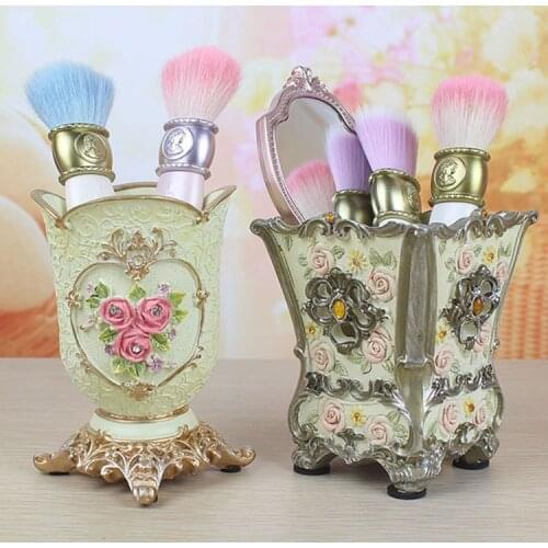 Resin embossed makeup brush tube cosmetic organizer storage box Cosmetic storage box Brush brush bucket Desktop storage tube