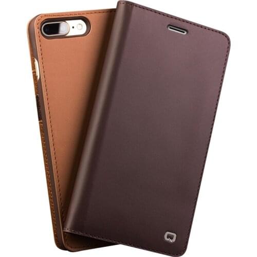 QIALINO Business Genuine Leather Ultra Thin Phone Case for iPhone 7 Fashion Handmade Luxury Flip Cover for iPhone 7 plus 4.7/5.5