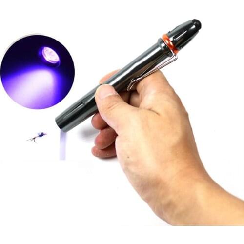 Deluxe Fly Fishing 395nm UV Glue Cure Light 14cmx 18mm UV Torch Pen Ultra Violet Curing Led Black Light Lamp Outdoor Accessories