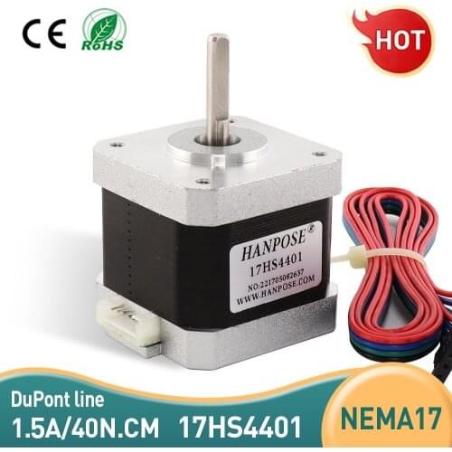 Free shipping Nema 17 Stepper Motor 42 motor 4-lead 17HS4401-D 40N.CM 1.7A 42X40MM with DuPont line for 3D CNC milling machine