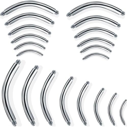 100pcs/lot Steel 14G 16G Eyebrow Barbell Bar Belly Piercing Bar Navel Piercing Bar Replacement Accessories Piercing Body Jewelry