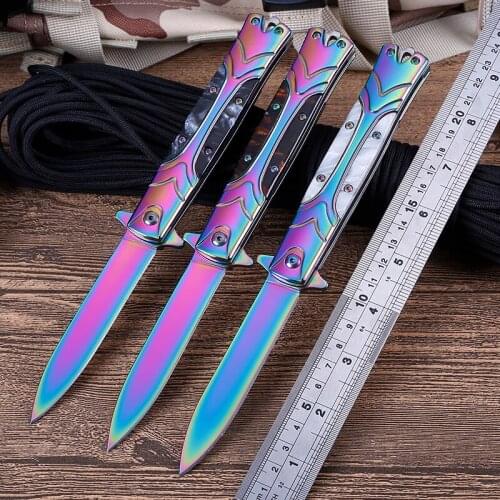 8.46'' Folding Knife Survival Tactical Pocket Knife 440C Steel Outdoor Combat Camping Hunting Knives for Self-defense EDC Tools