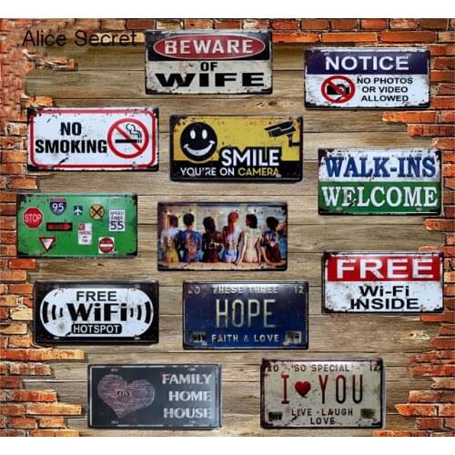 USA Vintage Metal Tin Sign Decor Coffee Free wifi Metal Plates Poster Bar Club Pub Garage Wall Sticker Metal Decoration Gift