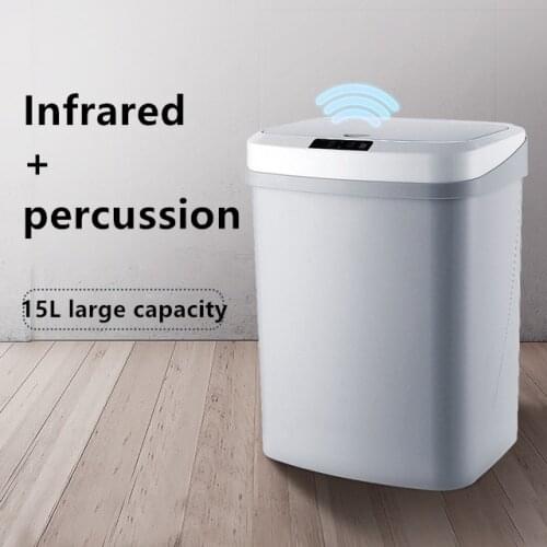15L Automatic Touchless Intelligent induction Motion Sensor Kitchen Trash Can Wide Opening Sensor Eco-friendly Waste Garbage Bin