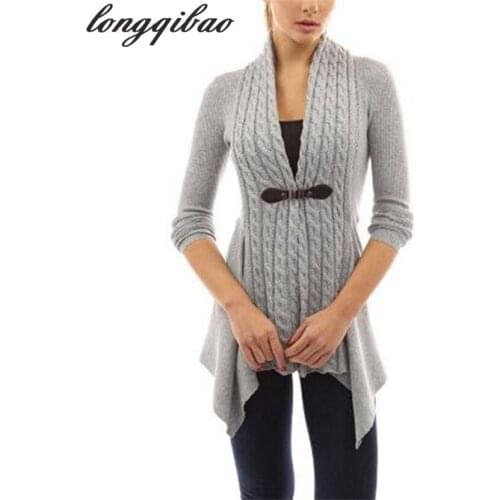 2019 Europe and the United States spring womens new twist cardigan leather deduction sweater AL7631