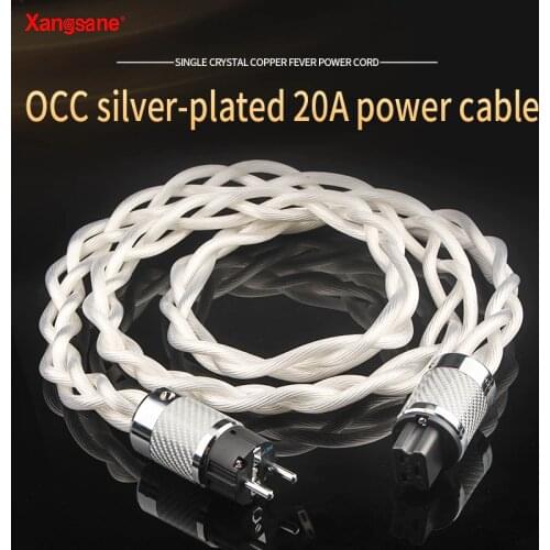 Xangsane5N OCC silver-plated three braided HiFi audio power cable US/EU power plug 20A plug tail audiophile power amplifier spea