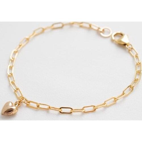 Gold Filled Heart-shaped Bracelet Handmade Jewelry Boho Charms Bracelets Vintage Anklets for Women Bridesmaid Gift