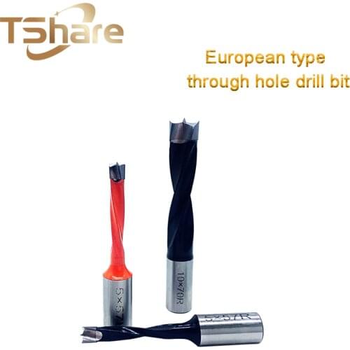 1 pc European Type Dowel Drill Bit Diameter of Head Cutter 5~15mm Woodworking Alloy Carbide Blind Hole Drill Bits