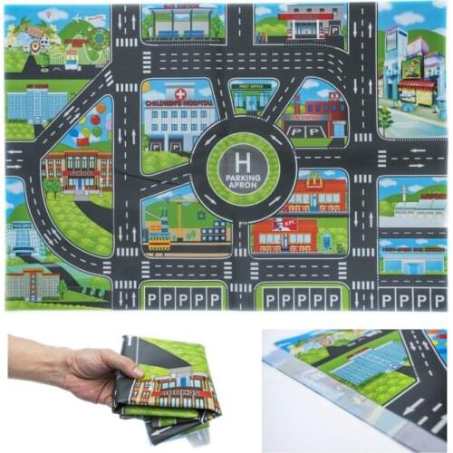 1Pcs Map 83*58CM & 10Pcs Cars City PARKING LOT Road Map Alloy Toys Model Car Climbing Mats English Version Gifts For Kids Gifts