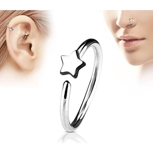1Pcs Stainless Steel Star Nose Rings Hoop Labret Ring Piercing Ear Helix Cartilage Tragus Earring For Women Body Jewelry Gifts