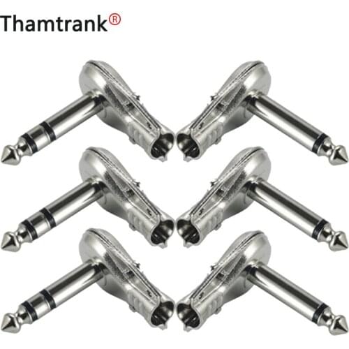 100pcs/lot Right Angle 6.35mm Jack 2/3 Pole Mono/Stereo Male Plug Guitar Phone 1/4 Inch Plug for Guitar Effect Pedal Instrument