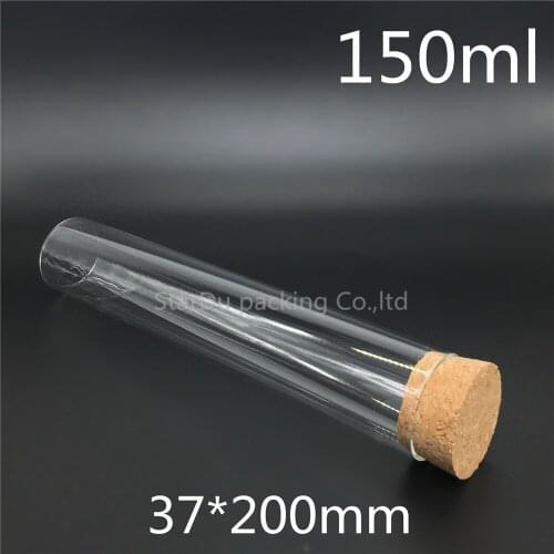 200pcs/lot 37*200mm 150ml Wishing Glass Bottle with Cork ,150cc Glass Vials Display Bottles Wholesale cork bottle