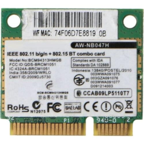 2021 Wireless Card Adapter for Broadcom Bcm94313HMGB AW-NB047H BCM4313 Half Mini Pci-e Wifi Net-work Card with Bluetooth4.0