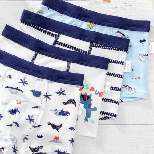 4 Pcs/Lot Kids Boys Underwear Cotton Shorts Boxer Panties Soft Childrens Underpants 4-14y