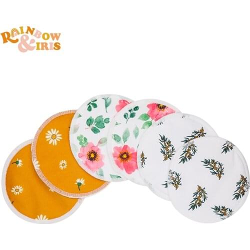 Rainbow&Iris 6 Pcs Pack Mum Bamboo Nursing Pad Super Absorbent Waterproof Washable Feeding Breast Pads