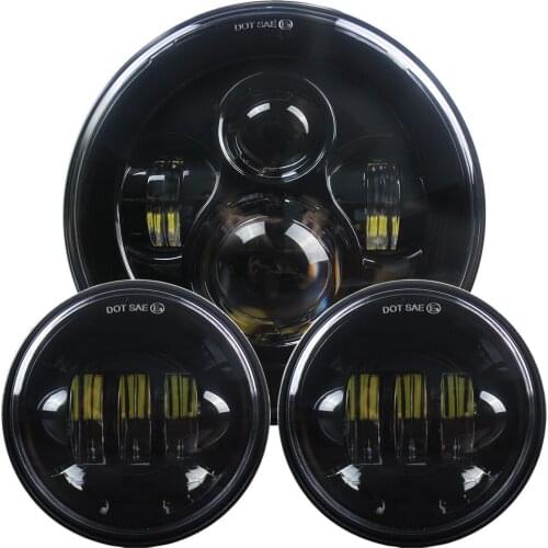 7 inch Motorcycle LED Headlight Hi/low Beam and 30W Fog lamp 4.5” Auxiliary Lights for Any models 7" Headlight and 4.5 inch