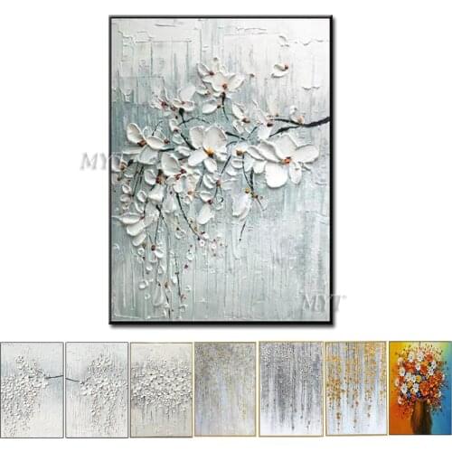 Abstract Flowers Oil Painting 3D Flower Knife Hand Painted Wall Pictures Home Decor Wall Art on Canvas Handmade Floral Paintings