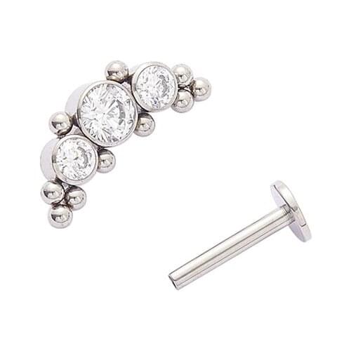 ASTM F136 Titanium Internally Threaded Cluster Labret Ring Tragus Piercing