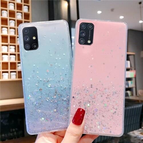 Glitter Silicone Case For Samsung A52 A72 A32 A02S A12 A42 A51 A71 A21S A31 A01 A22 A41 A70 M51 M31S M21 M30S M12 Sequin Cover