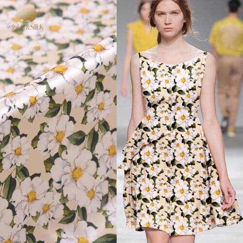 Digital inkjet silk stretch satin fabric 19mm drapes cheongsam dress silk stretch fabric satin wholesale silk cloth