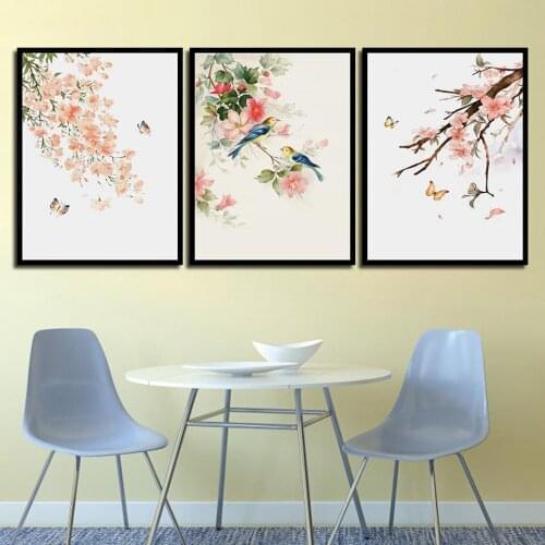 Flower Bird Butterfly Nordic Print Canvas Painting Wall Canvas Print Poster Wall Decorations for Living Room B5275