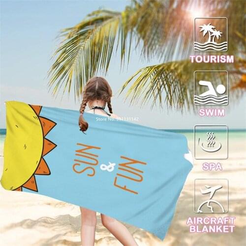 Cute Cartoon Pattern 3D Digital Printed Bathroom Towel Kids Outdoor Microfiber Quick Drying Beach Towel