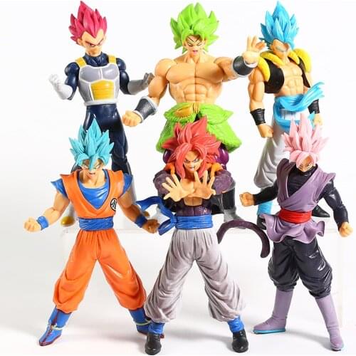 6pcs/set Dragon Ball 18cm Goku Vegeta Super Saiyan Broly Action Figure PVC Model Ornaments Toys Collective Gifts