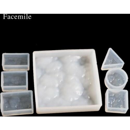 Facemile 7pcs Cabochon Gemstone Pastry Silicone Mold For Cake Decoration Cupcake Topper Polymer Clay Crafting Resin Epoxy