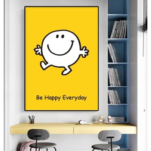 Cartoon Yellow Smiley Canvas Painting for Living Room Wall Posters Prints Modern Baby Bedroom Home Decoration Pictures