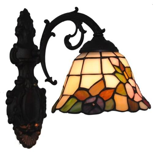 Classic Tiffany Flowers Pattern Wall Light E26/E27 Modern Retro Mirror Stained Glass Wall Sconces Corridor Bedroom Lighting W322