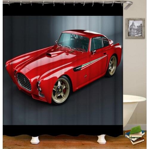 Red car Waterproof Shower Curtains Bath Curtain Polyester Bathroom Curtain hooks 3D prints