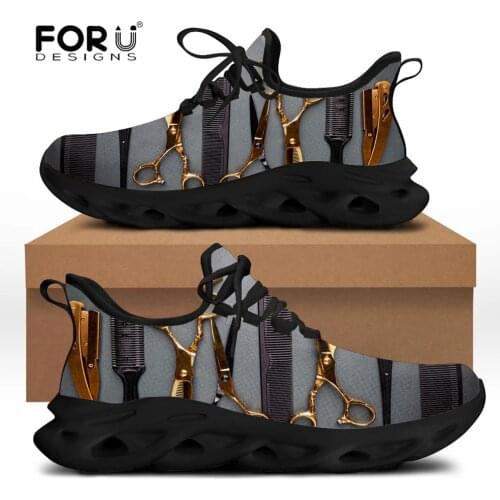FORUDESIGNS Hair Stylist Pattern Casual Women Shoes Fashion Flat Spring Sneakers Youth Ladies Lace Up Comfortable Walking Shoes