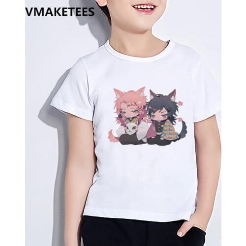 Summer Kids T-shirts Demon Slayer Print Short Sleeve For Boys And Girls Kawaii Cartoons T Shirt Children Funny Clothings,YKP052
