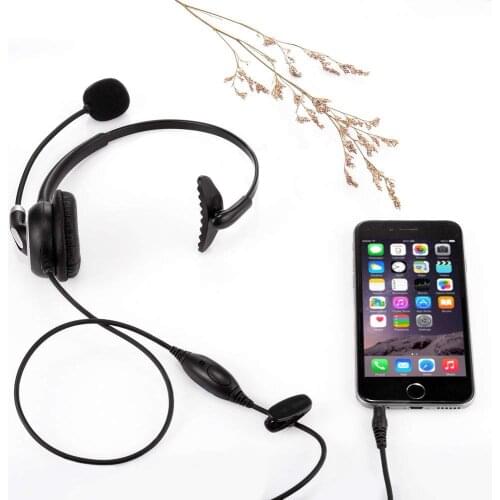 Wantek Arama Mono Headset with Noise Canceling Boom Mic for Blackberry Huawei ZTE Mobile Phone and Smartphones with 3.5mm Jack