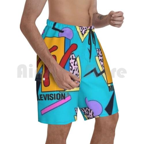 Mtv Beach Shorts Men Beach Pants Swimwear Mtv Music 90s Telly Cult Movie Channel Teen Music Videos Singer Band
