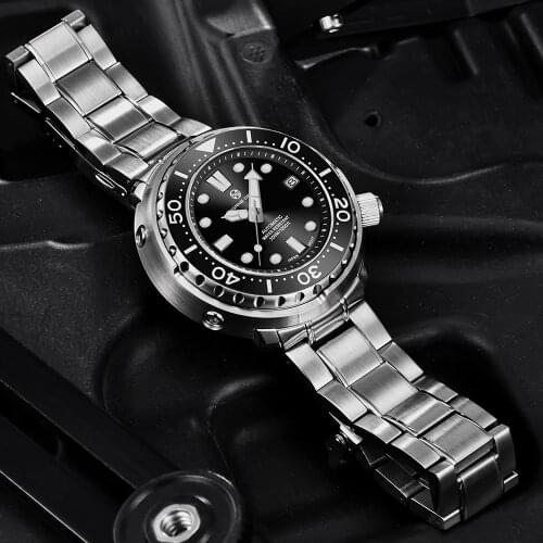 PAGRNE DESIGN Mens Automatic Watch Sapphire Luxury Stainless Steel Mechanical Watch 300m Waterproof Watch Men Mekaniska Klockor