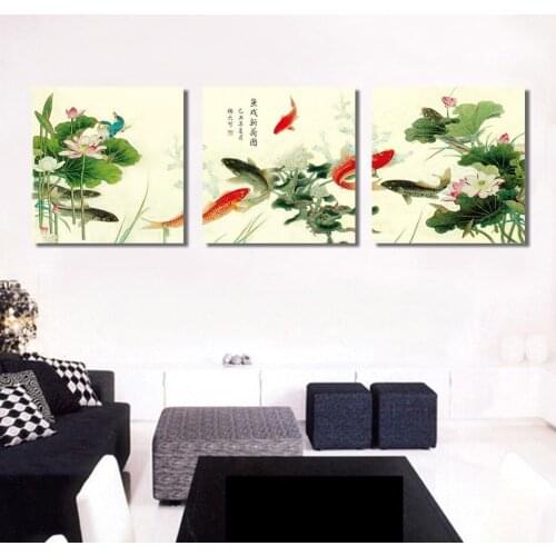 Chinese Style Home Decoration living room Wall picture canvas painting Print cuadros colored flowers Chinese character flowers