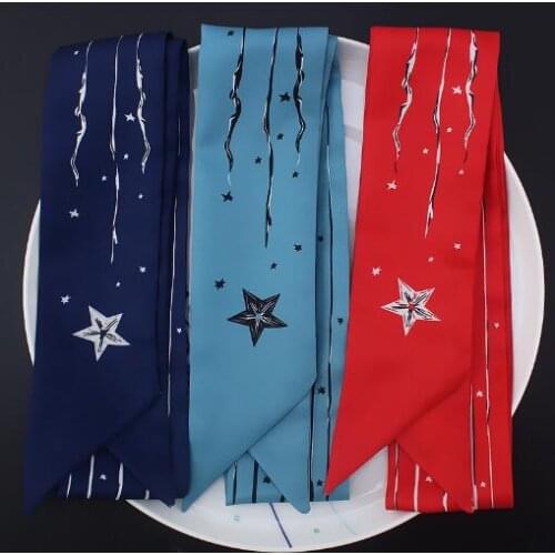 New Arrival Star Design Luxury Brand Scarf Geometric Shape Silk Scarf Women Fashion Head Scarf Small Tie Bag Scarves For Ladies