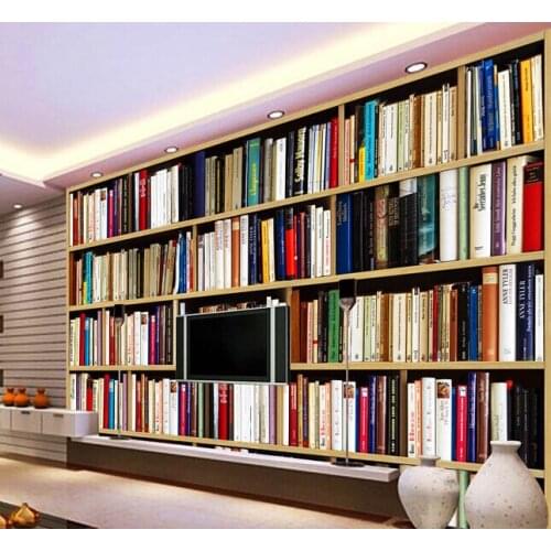 Custom papel DE parede 3 d, coloring book shelf murals for study of the sitting room TV setting wall wallpaper