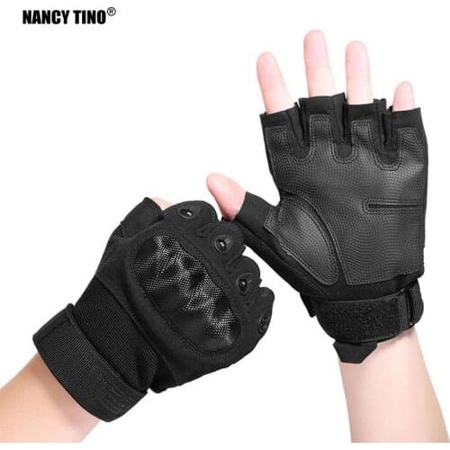 NANCY TINO Hiking Gloves Half Finger Carbon Fiber Cycling Combat Tactical Paintball Outdoor Driving Bike Camping Military Gloves