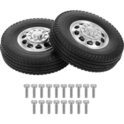 2pcs Front RC Trailer Tires Aluminum Alloy Hubs For 1/14 For Tamiya 10 Spoke Tire Tractor Truck RC Crawler