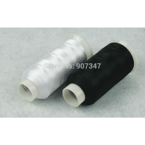 Polyester Pre-Wound Sewing Machine Bobbin Thread Filament Ideal for Most Sewing Machine 5000m *2,High Tenacity White & Black