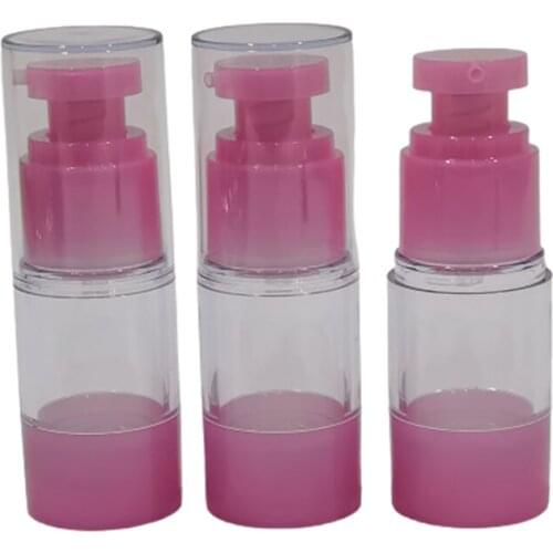Empty Travel Refillable AS Transparent Airless vacuum emulsion bottle with pink Pump15cc Clear Airless cosmetic packaging 200