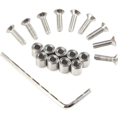 9pcs 6x6x3 Mm Aluminum Spacer y Axis Support Plate m3 Screws Nuts Set Wrench For Prusa Mk3 3d Printer Accessories Heated Bed Kit