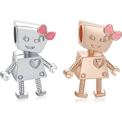Robot Series 3 Colors Charms Fit Pandora Bead Bracelet & Bangle Diy Pendant Jewelry For Gift