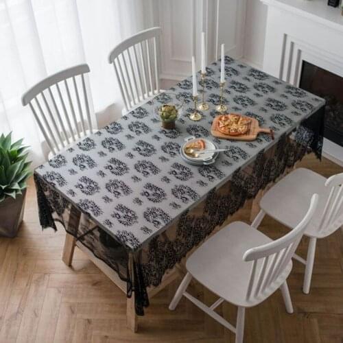 White Black Color Table Cover for Wedding Restaurant Coffee Tea Household Textile Decoration American Style Lace Tablecloth