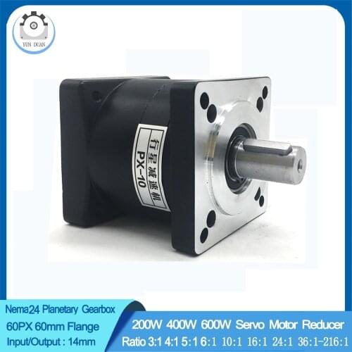 Speed Ratio 3:1 Planetary Reducer 14mm Shaft Gearbox for Nema24 60mm 200W 400W 600W Servo Motor Carbon Steel Gear