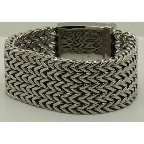 Super 3.4cm wide & 174g 22cm (8.66 inch) length woven chain 316L stainless steel chain bracelet men jewelry bracelet